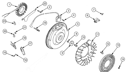 Ignition, Electrical And Flywheel (Kh-64638) Diagram and Parts List for 2518-44 13A208L100-13B288L100 Cub Cadet Lawn Tractor